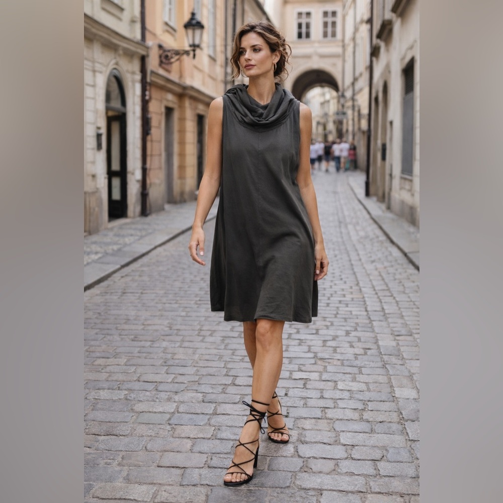Figwood Charcoal Sleeveless Cotton Dress
